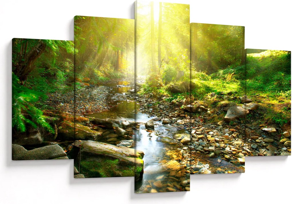 Tablou cu râul în pădurea verde (150x105 cm)