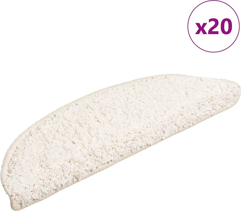 vidaXL Covorașe pentru scări, 20 buc., 56x17x3 cm, semirotunde, albe