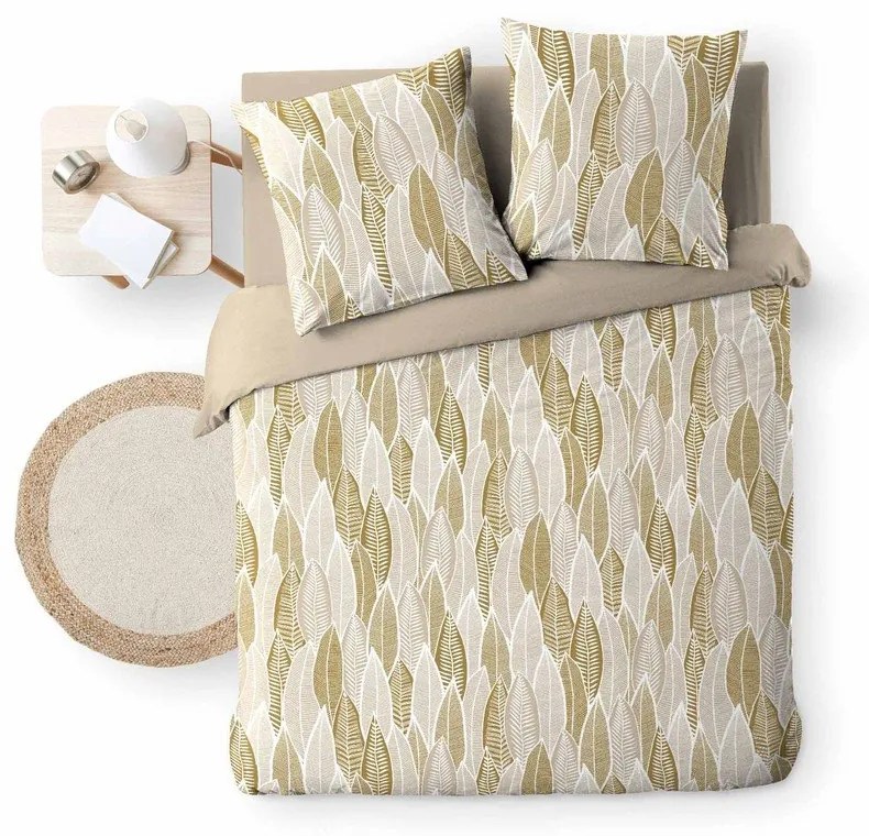 Lenjerie de pat galben ocru din microfibră pentru pat dublu, extinsă 240x220 cm Kim – douceur d'intérieur