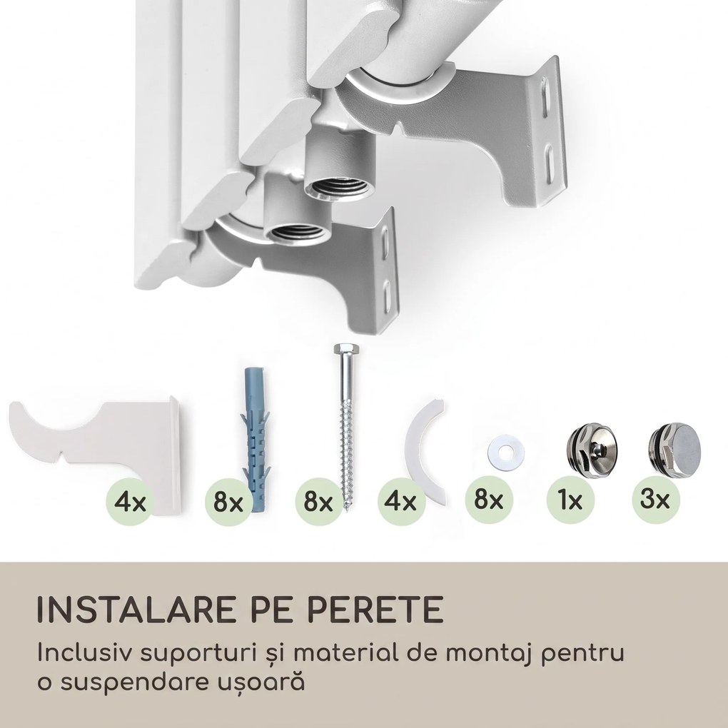 Blumfeldt Ontario calorifer 120 x 30 1/2" racord lateral montaj pe perete 380 Watt