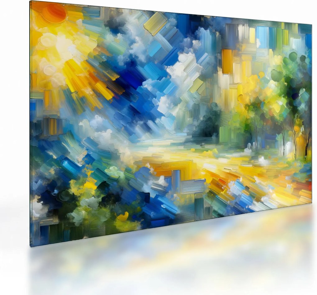 Tablou pe sticlă - Zi însorită abstractă (70x50 cm)