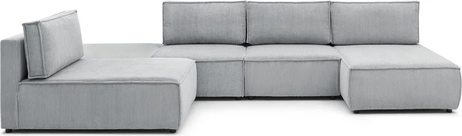 Colțar gri deschis cu tapițerie din catifea reiată (cu colț variabil) Nihad modular – Bobochic Paris