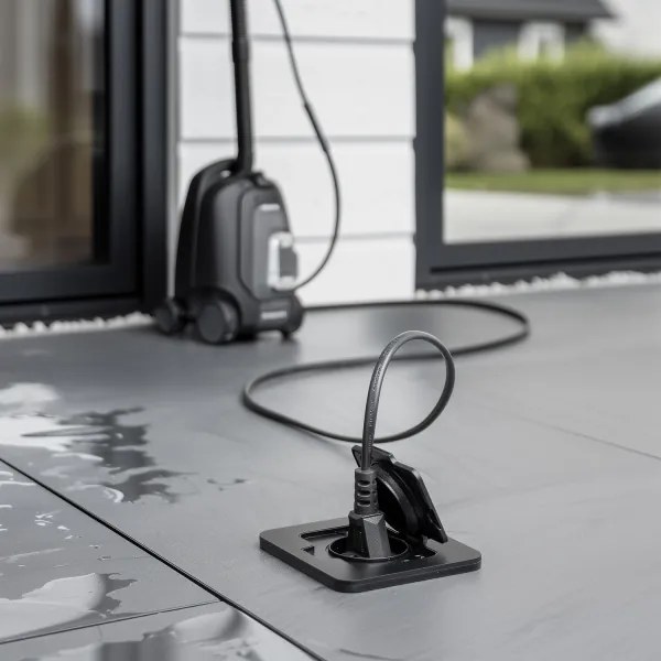 Priză încastrabilă de podea de exterior Solight 5B322B IP55 negru dreptunghiular