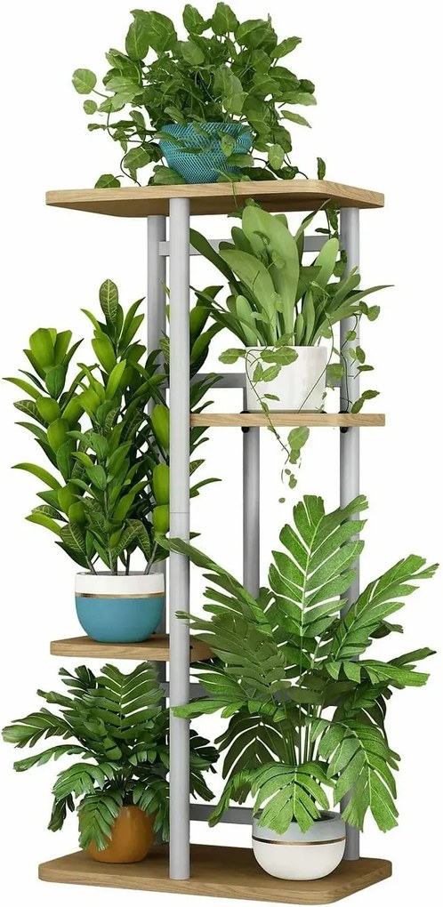 Etajera LEDOR TIP 1, alb/stejar sonoma, DTD/metal, 36x24x74 cm