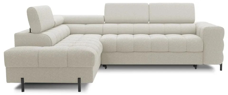 Colțar crem extensibil/cu spațiu de depozitare cu tapițerie din țesătură bouclé (cu colț pe partea stângă/în formă de ”L”) Ferucce – ELTAP