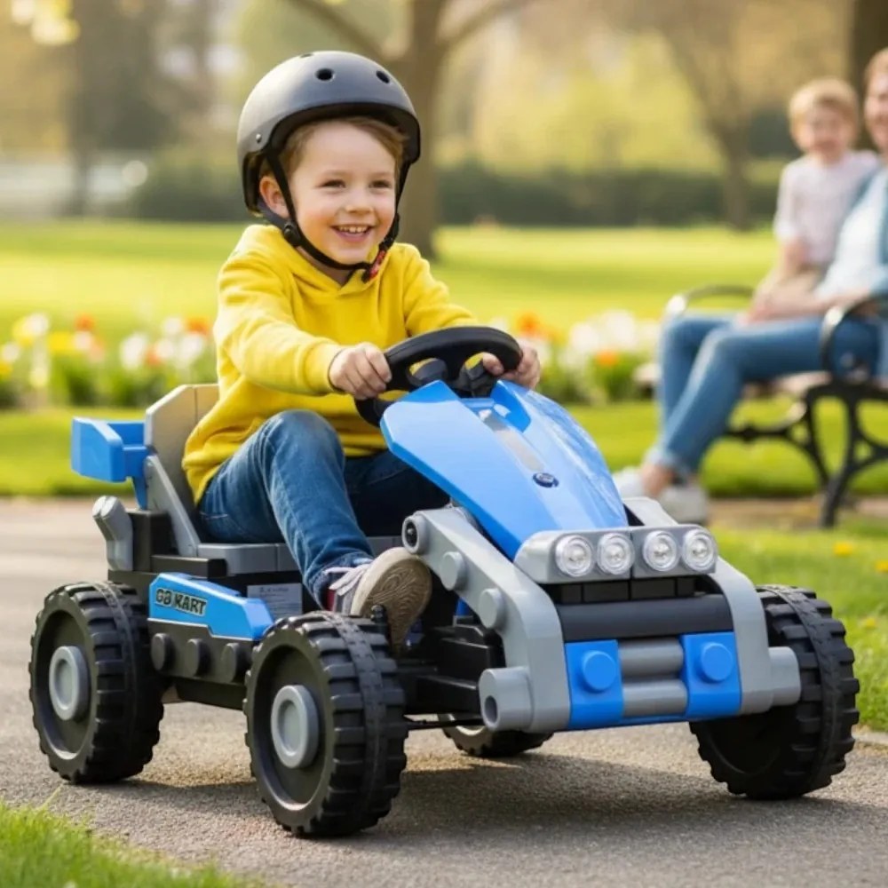 Kart Electric 2-in-1 NOVOKIDS TransformX, transformabil in masinuta electrica copii, baterie 24V, 2 motoare 380W, Roti EVA, Lumini LED, Muzica,