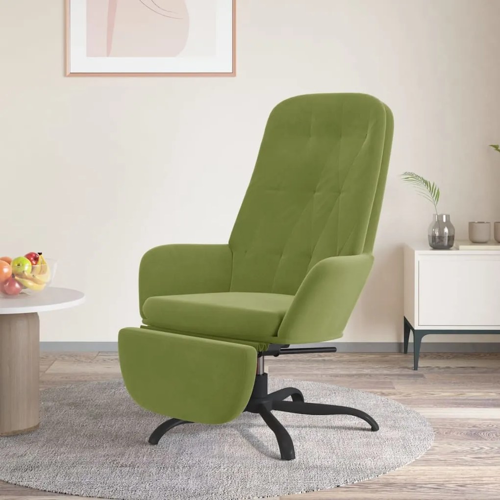 3097644 vidaXL Scaun de relaxare cu taburet, verde deschis, catifea