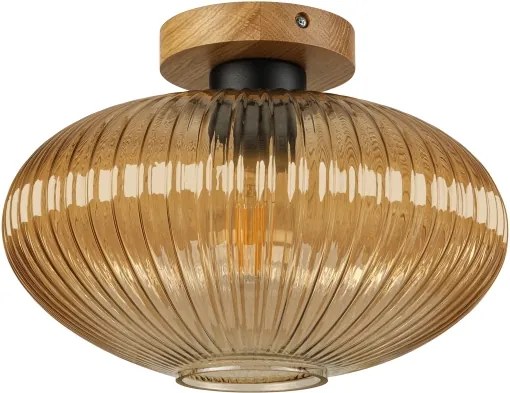 Plafonieră MILOU WOOD 1xE27/15W/230V stejar/bej fumuriu, diam. 29 cm