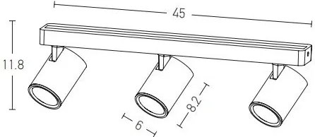 Plafoniera cu 3 spoturi GU10 LED Minimal negru/alama