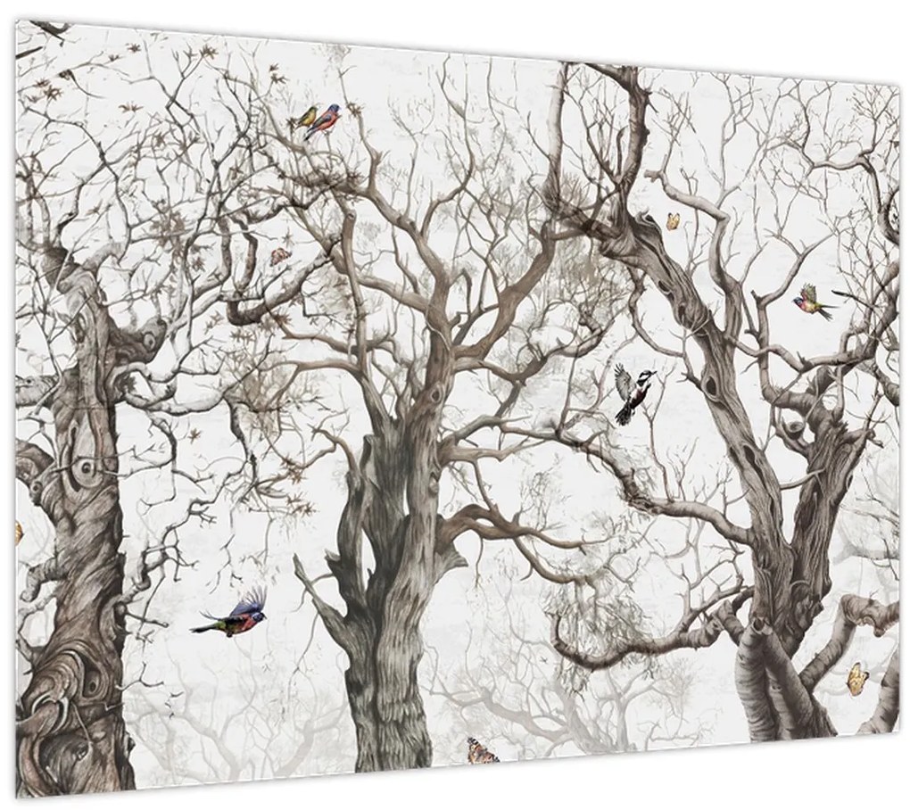 Tablou pe sticlă - Model de pădure, desen (70x50 cm)