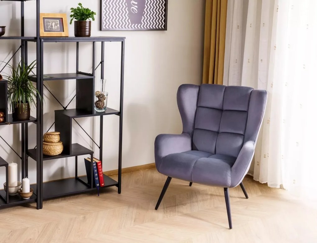 Fotoliu Louis velvet gri Blu14