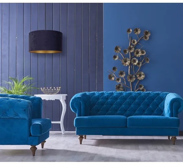 Lustră pe cablu Duolla ROLLER 1xE27/15W/230V d. 40 cm albastru/auriu