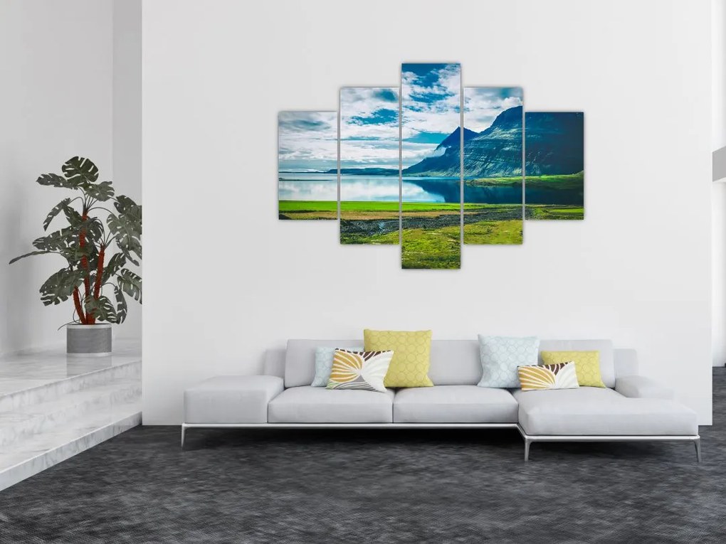 Tablou cu lac și munți (150x105 cm)