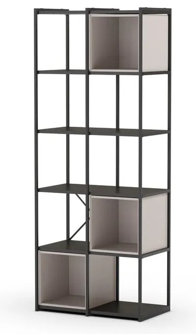 Bibliotecă neagră/crem 71x179 cm Anya – Marckeric