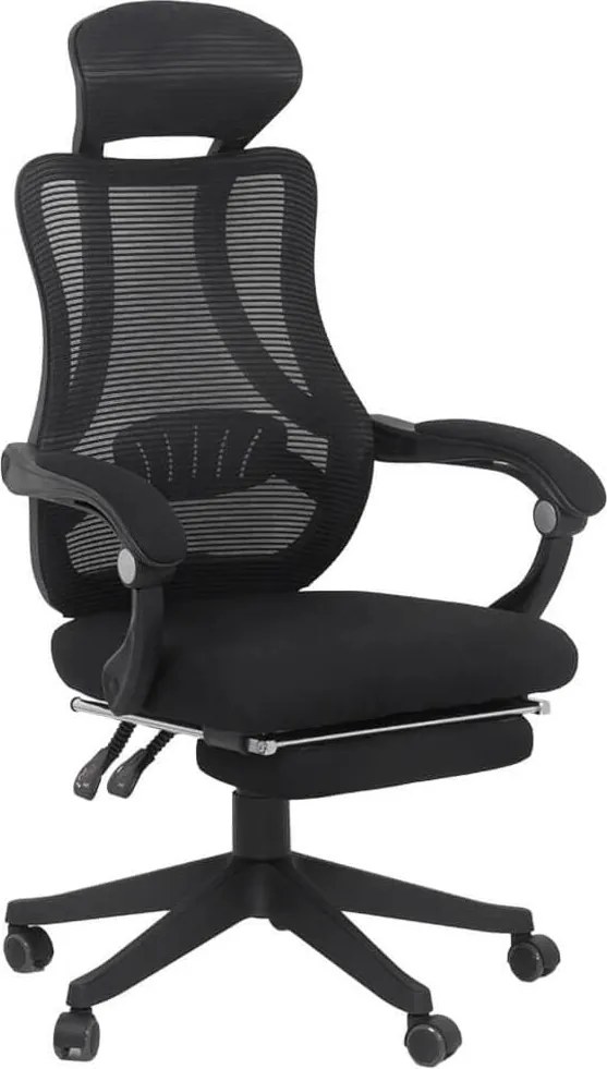 Scaun ergonomic negru OFF927 – Rabatabil, Suport Picioare, Mesh Respirabil
