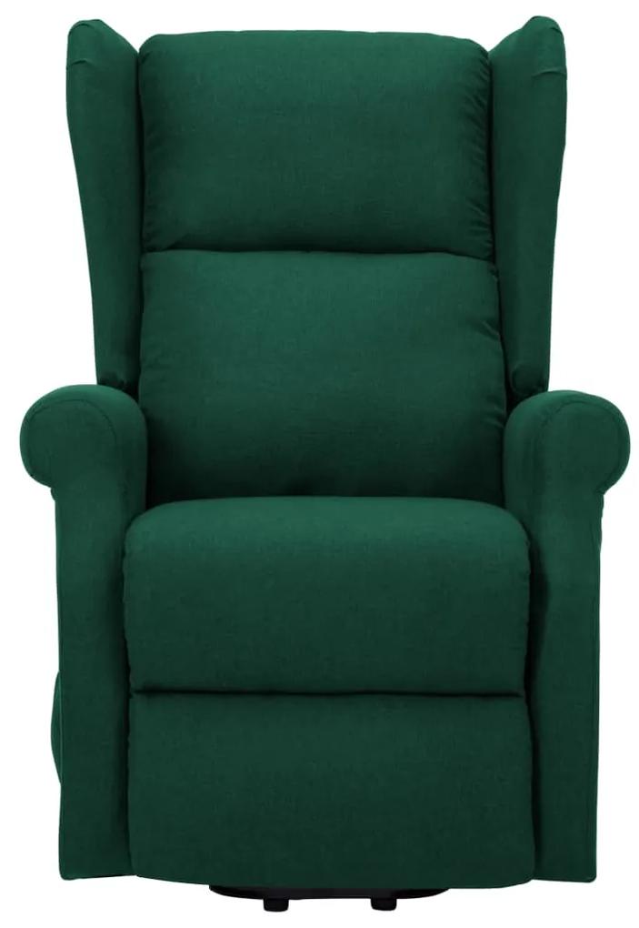 Fotoliu de masaj cu ridicare pe verticala, verde inchis, textil 1, Morkegronn