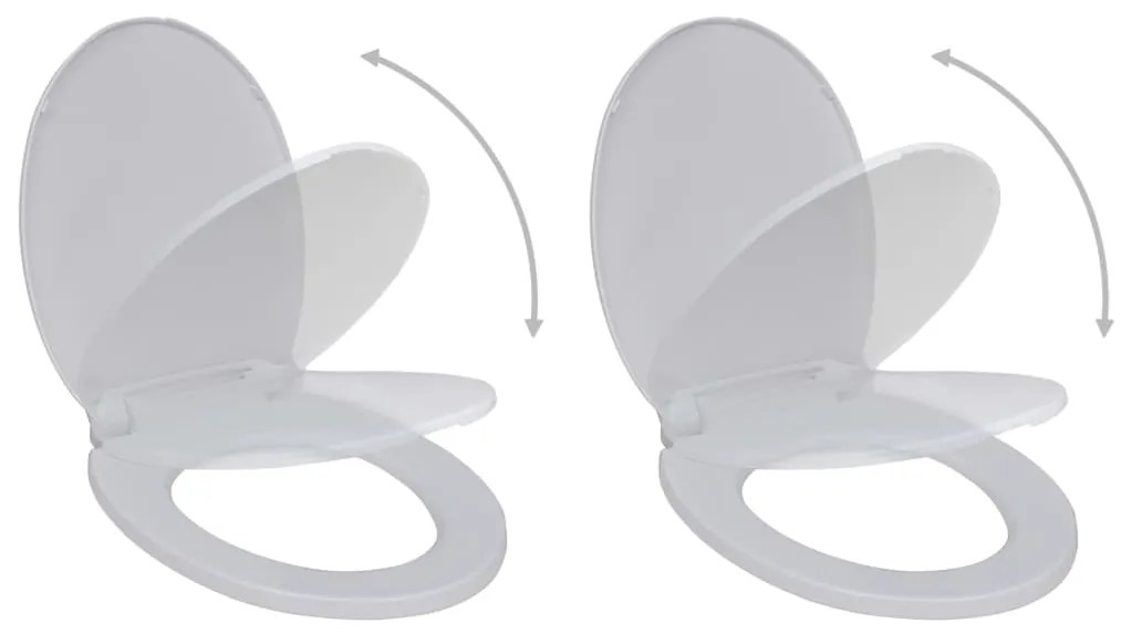 vidaXL Capace WC cu închidere silențioasă, 2 buc., alb, plastic