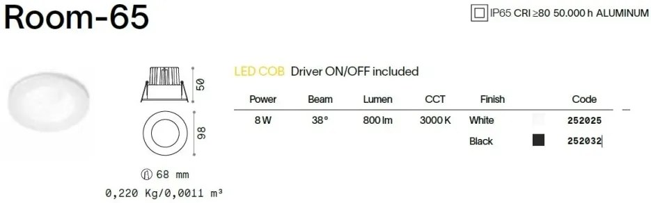 Spot LED incastrabil IP65 Room-65 fi round alb