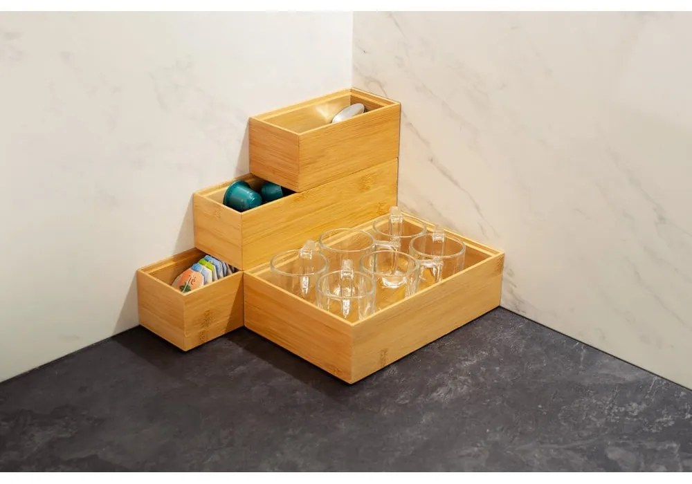 Organizator din bambus Compactor, 22,5 x 7,5 x 6,35 cm