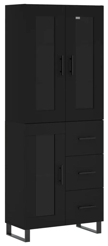 3198618 vidaXL Dulap înalt, negru, 69,5x34x180 cm, lemn compozit