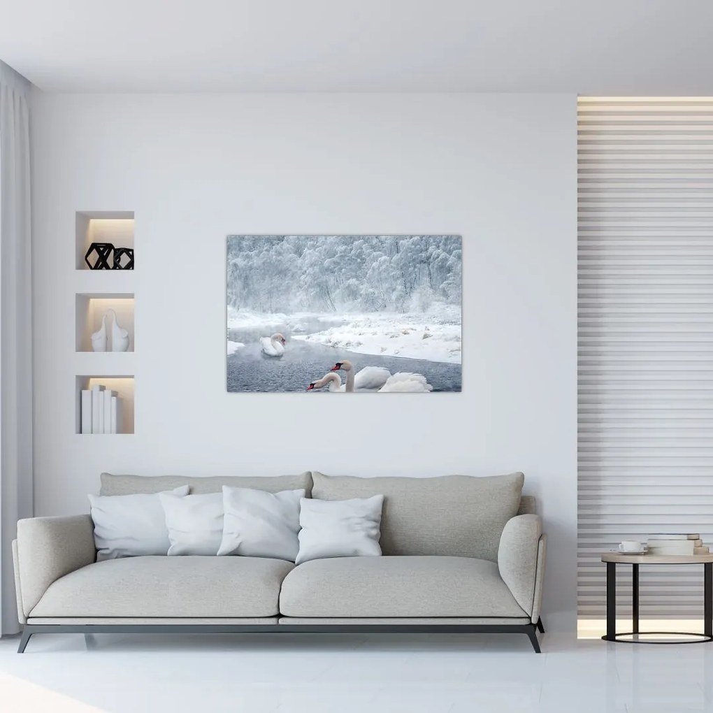 Tablou cu lebăde (90x60 cm)