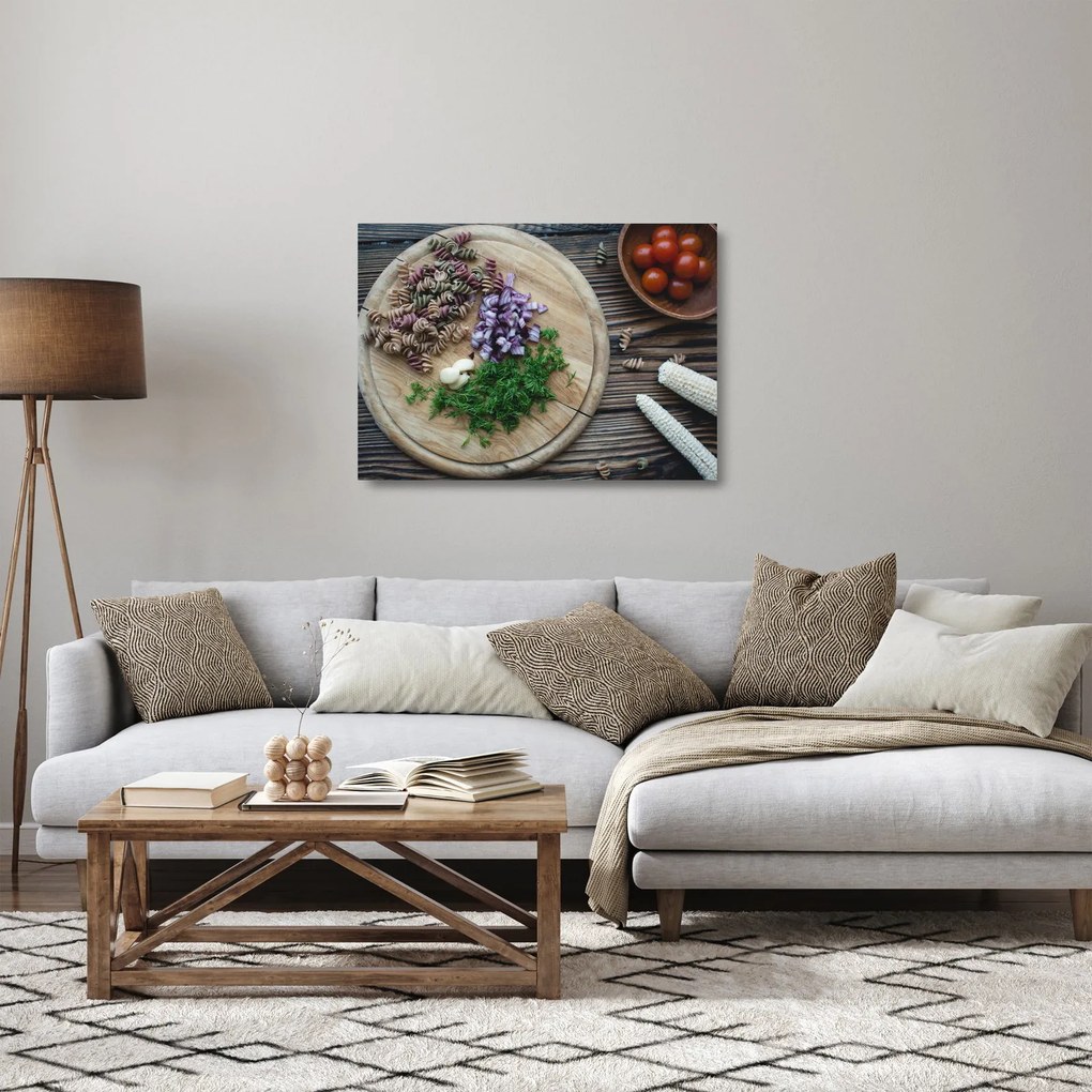 Tablou pe sticlă - Din tocătorul bucătăriei (70x50 cm)