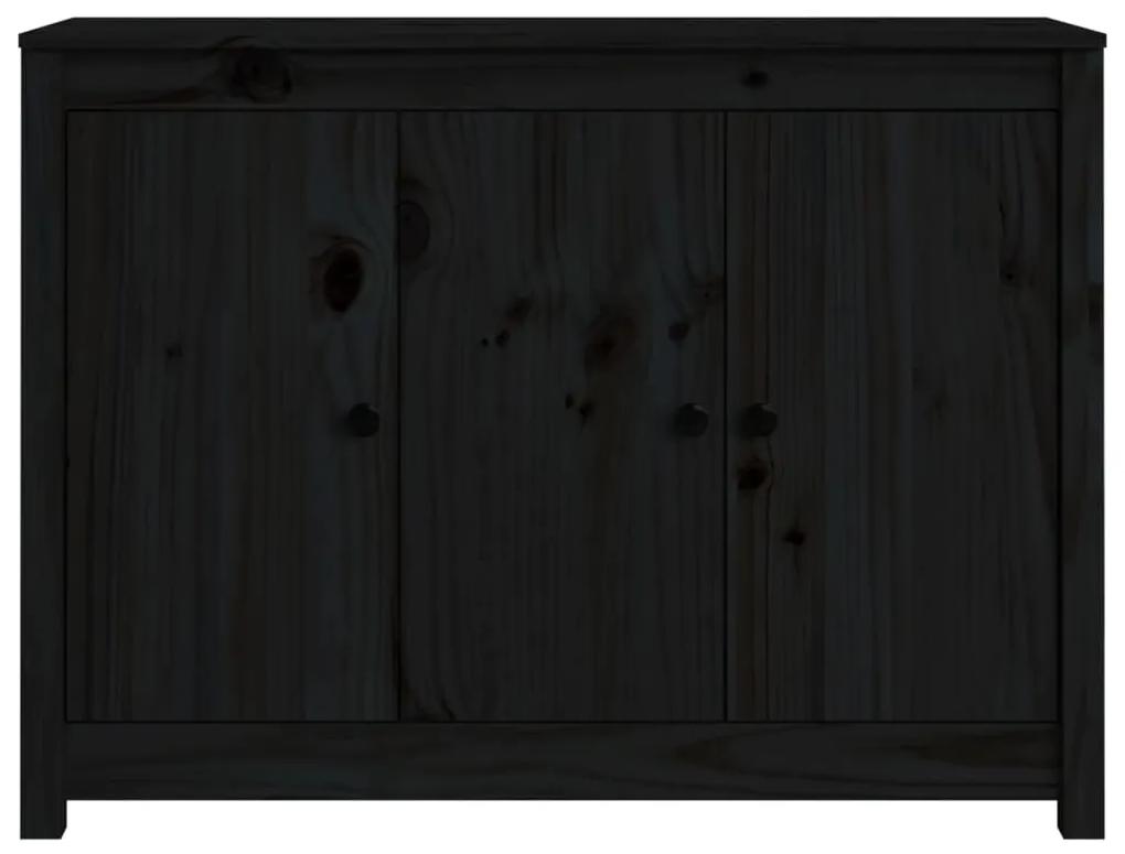Servanta, negru, 100x35x74 cm, lemn masiv de pin Negru, 1