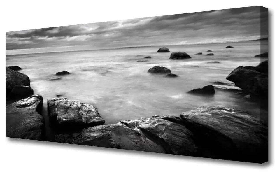 Tablou pe panza canvas Rock Sea Peisaj Gray
