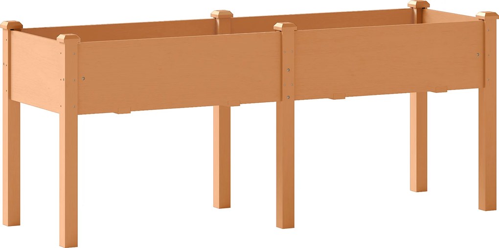 Outsunny Pat de grădină urban ridicat din lemn 184x59x76,5 cm cu 6 orificii de drenaj pentru cultivare plante flori Maro | Aosom Romania