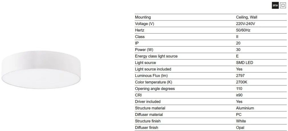 Plafoniera LED design circular ARIS 30W alb
