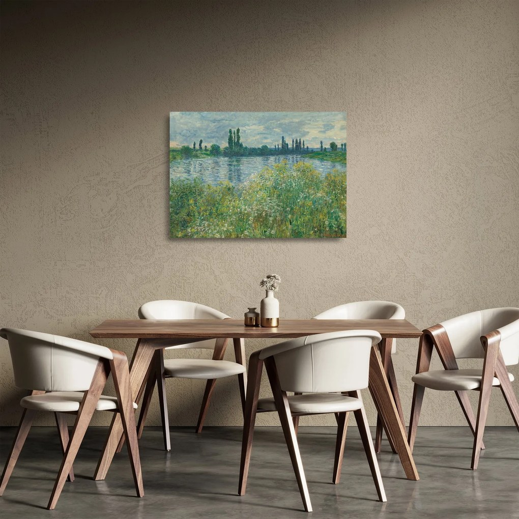 Tablou pe sticlă - Claude Monet, Banks of the Seine, reproducere (70x50 cm)
