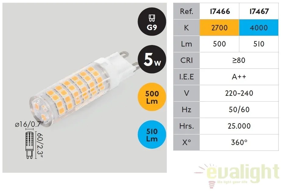BEC LED G9 5W 4000K 17467