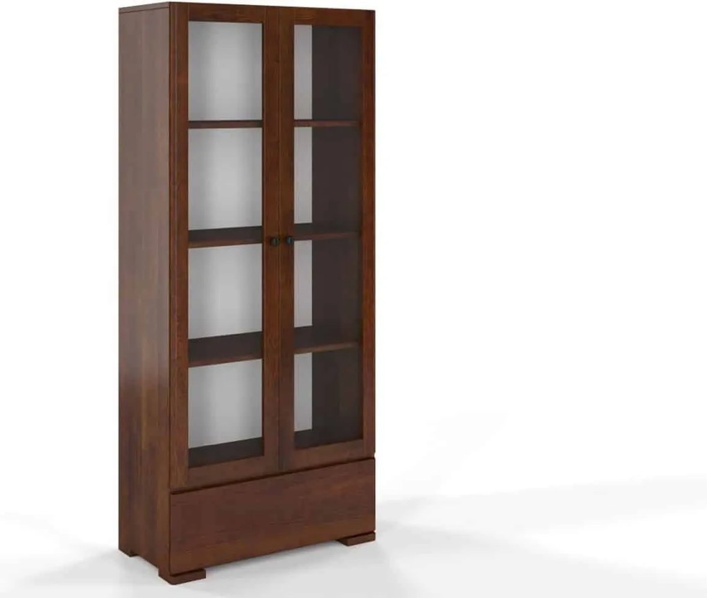 Vitrină lemn masiv TerraCraft Pin 1 Sertar, 80 × 38 × 182 cm - Natural