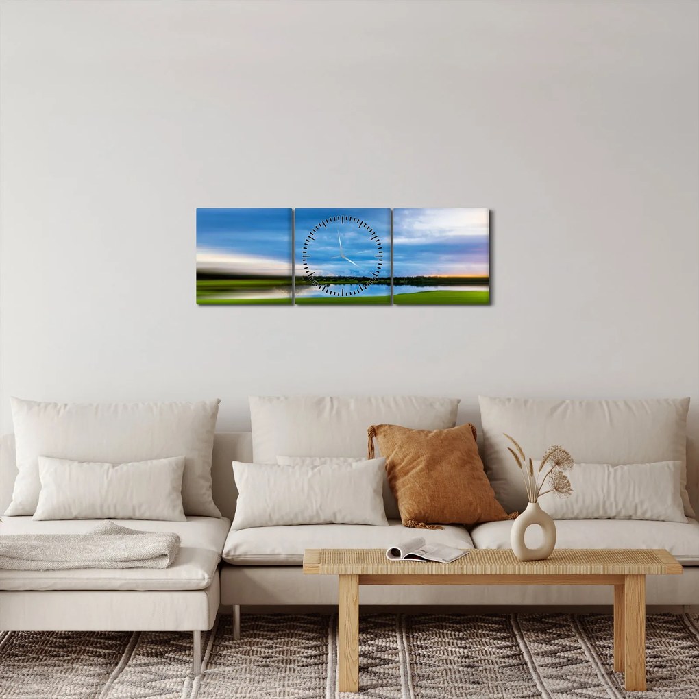 Tablou cu lunca (cu ceas) (90x30 cm)