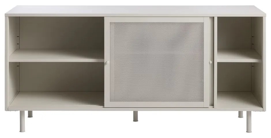 Comodă albă joasă din metal cu ușă glisantă 160x75 cm Veep – Unique Furniture