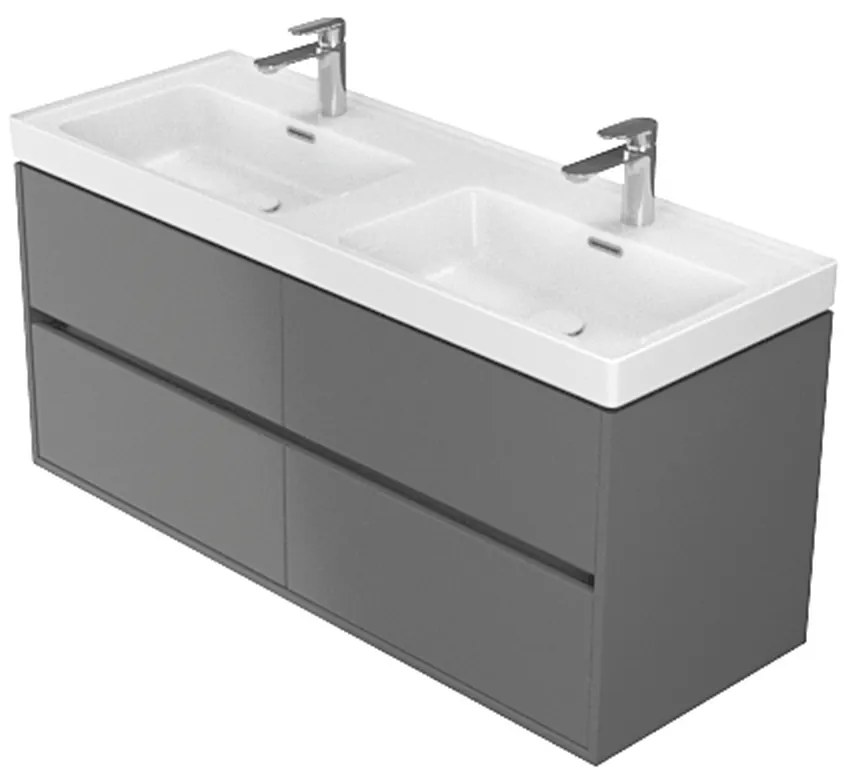 Dulap pentru lavoar, 53x119x45 cm, 4 sertare, gri Gri