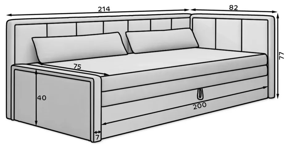 Canapea gri închis extensibilă/cu spațiu de depozitare cu tapițerie din chenille 214 cm Fulgeo – ELTAP