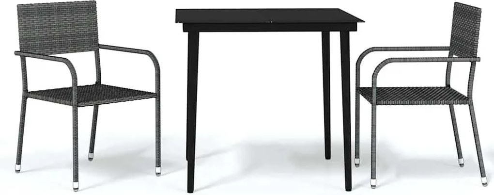 vidaXL Set mobilier pentru grădină, 3 piese, gri