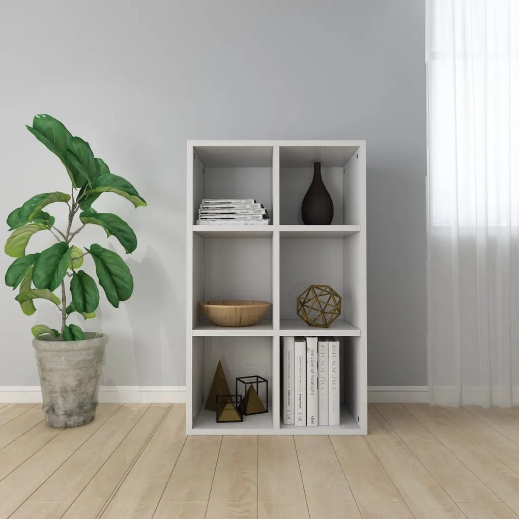 Bibliotecă/servantă, alb extralucios, 66x30x97,8 cm, pal