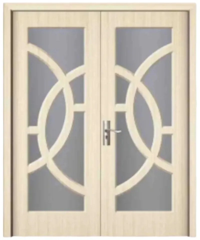 Usa Dubla de Interior din MDF Novo Doors ND220, Geam Sablat, Cadru din Lemn Masiv, KIT COMPLET, Toc , Manere si balamale incluse (Culoare: Gri, Toc: