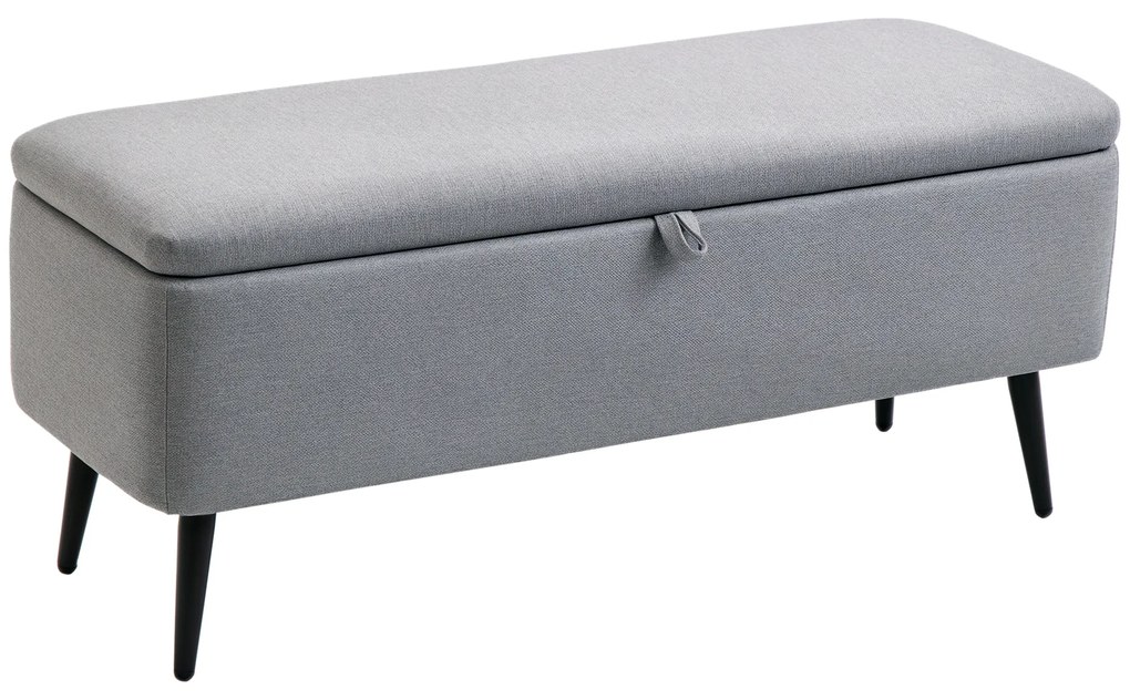 HOMCOM Banca de Depozitare Acoperita cu Tesatura cu Efect de Catifea, Banca de Pat Captusita, 101x38.5x44.5 cm, Gri