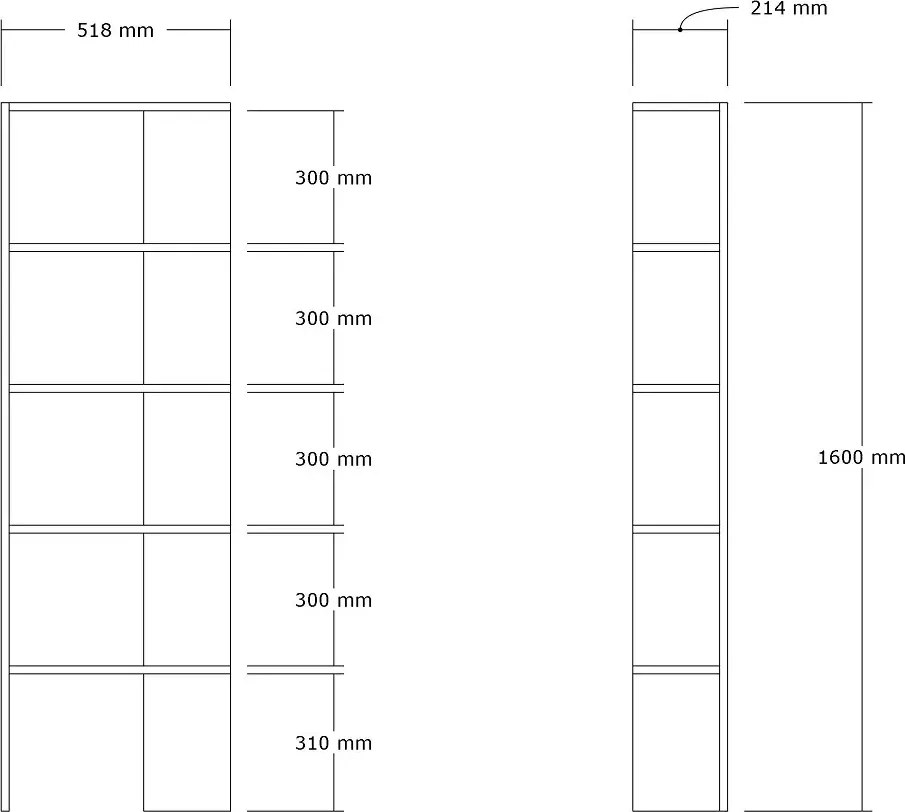 Biblioteca Evon  culoare antracit 160 cm