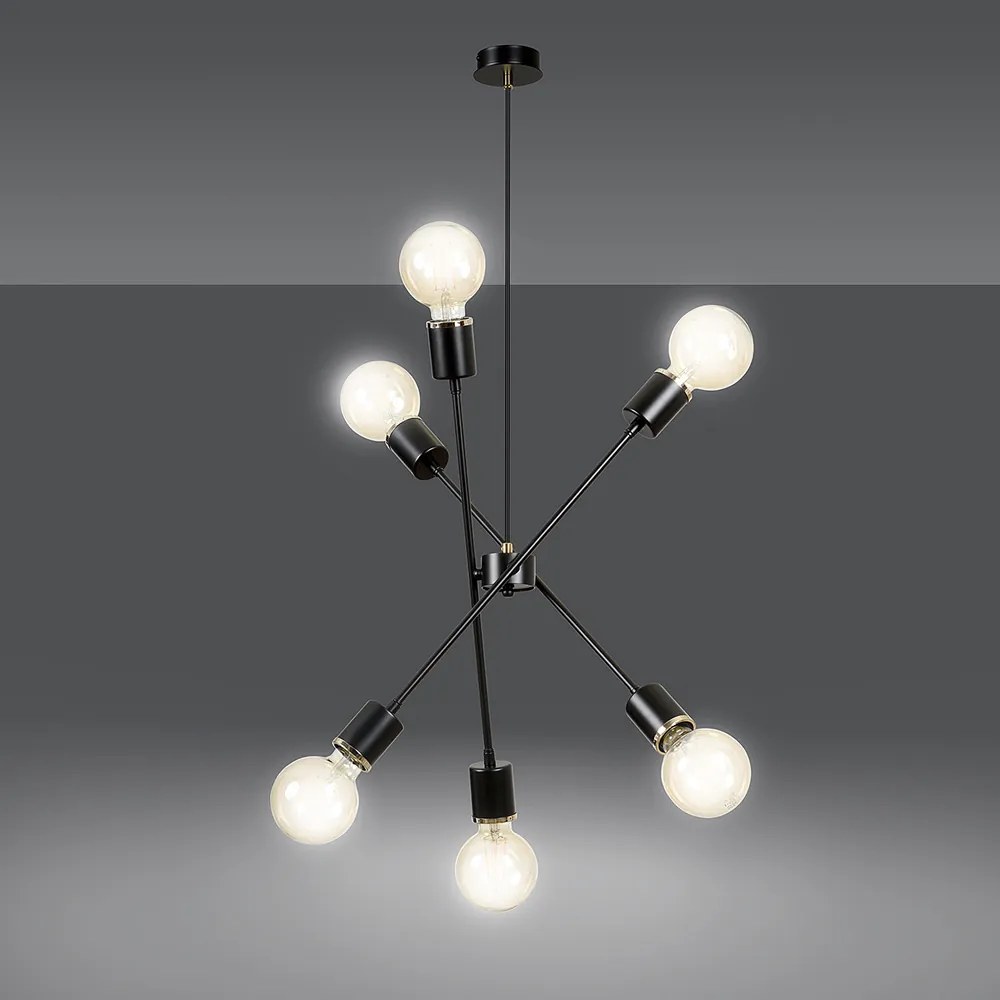 Suspensie Vendero 6 Black 347/6 Emibig Lighting, Modern, E27, Polonia