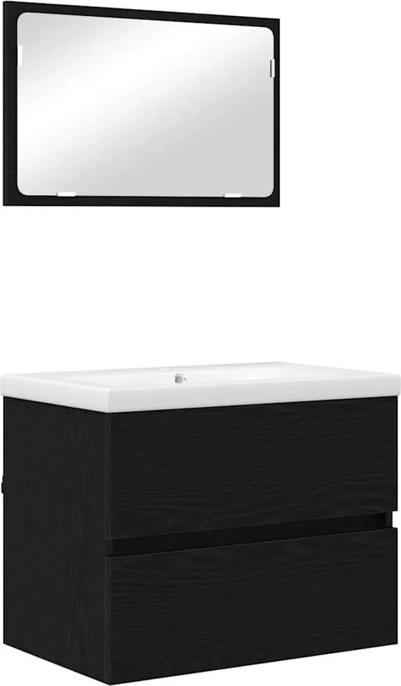 vidaXL Set de mobilier pentru baie 3 pcs Stejar Negru Lemn compozit