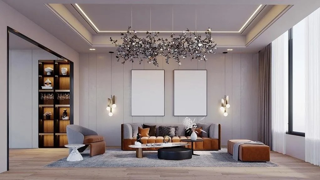 Lustra moderna design deosebit Monede 2 crom