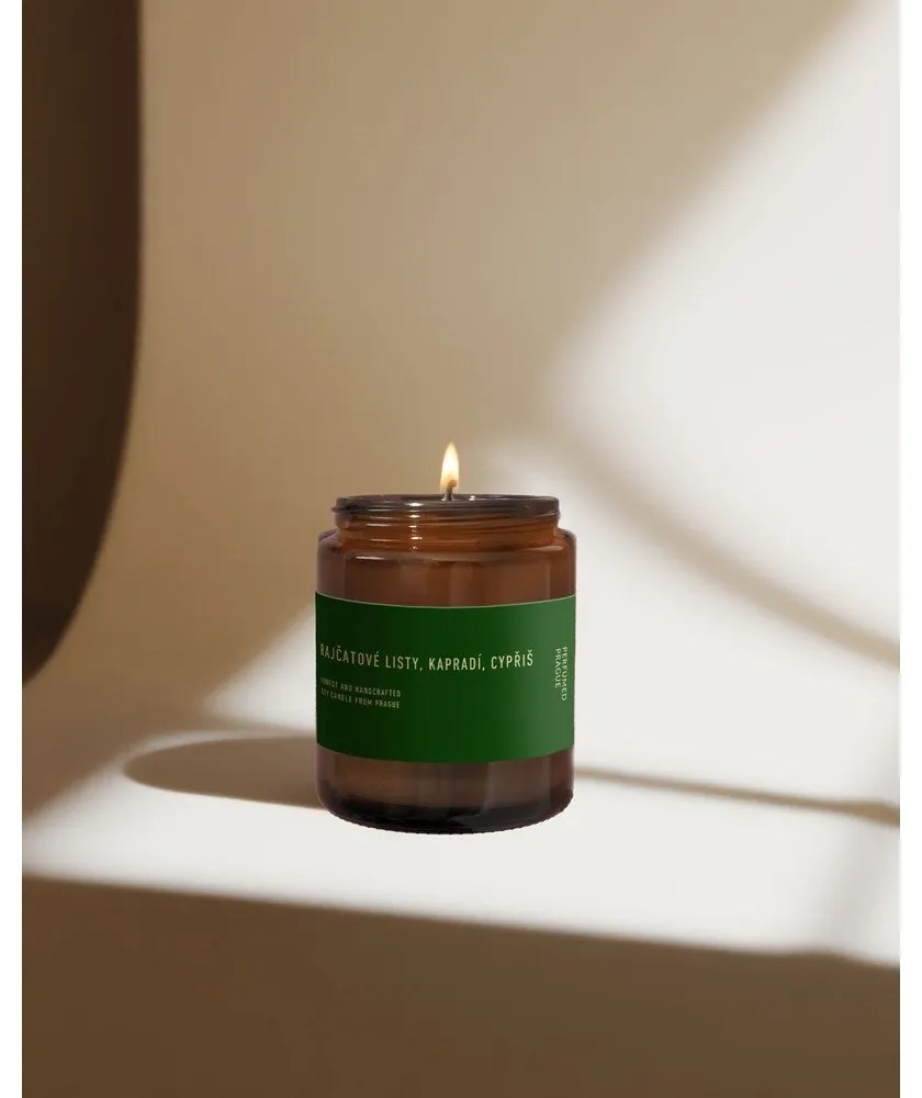 Lumânare parfumată din ceară de soia #80 Tomato Leaf, Cypress, Fern – Perfumed Prague