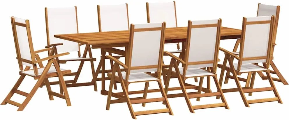 vidaXL Set mobilier de grădină, 9 piese, lemn masiv acacia/textilenă