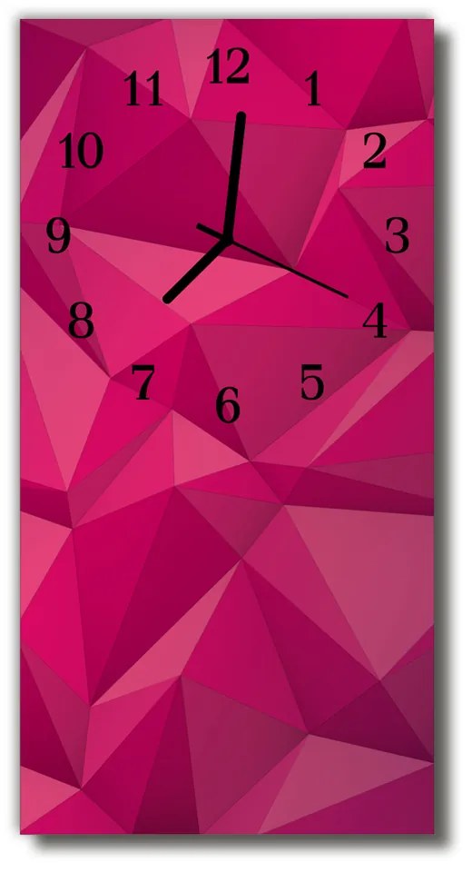 Ceas de perete din sticla vertical Arta grafica 3d roz