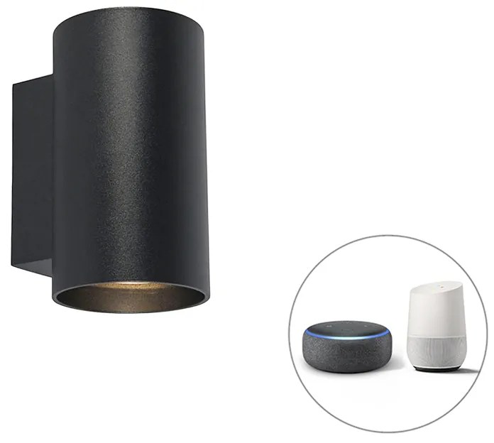 Aplica de perete cu design inteligent neagră, inclusiv 2 GU10 WiFi - Sandy