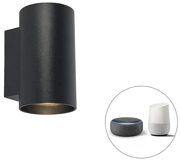 Aplica de perete cu design inteligent neagră, inclusiv 2 GU10 WiFi - Sandy